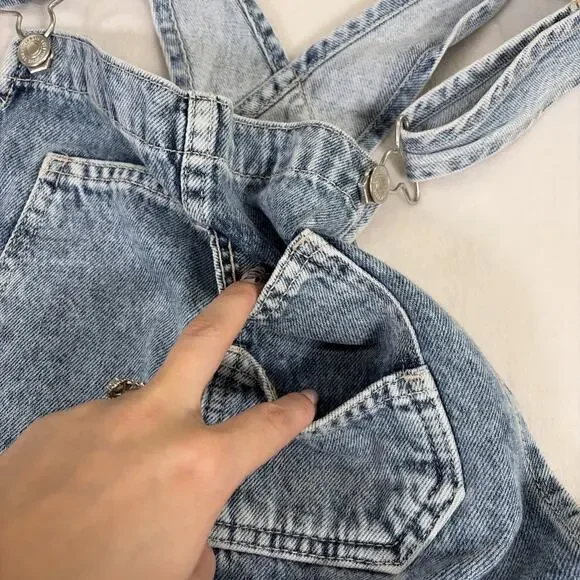Free People We The Free Ziggy Denim Overall Straight Leg Bibs Women’s Size Small - Picture 9 of 16